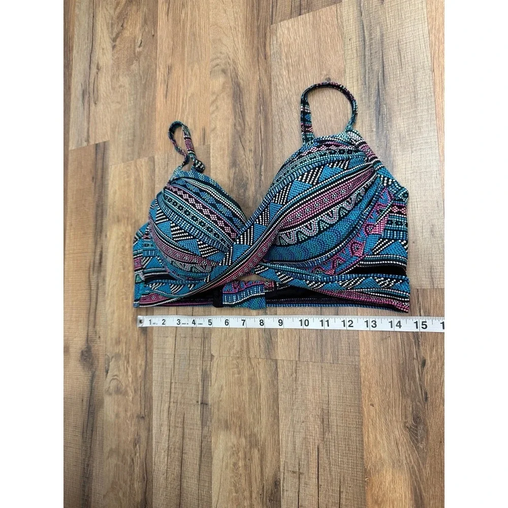 Coco Reef Bikini Top 36/38 DD Underwire Twist Front Multicolor Swim‎ Top